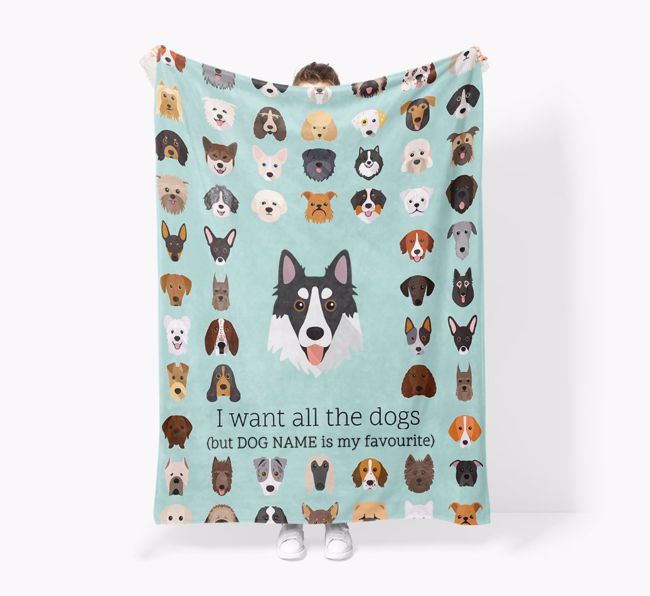 'All The Dogs' - Personalised Sherpa Fleece Blanket with {breedFullName} Yappicon